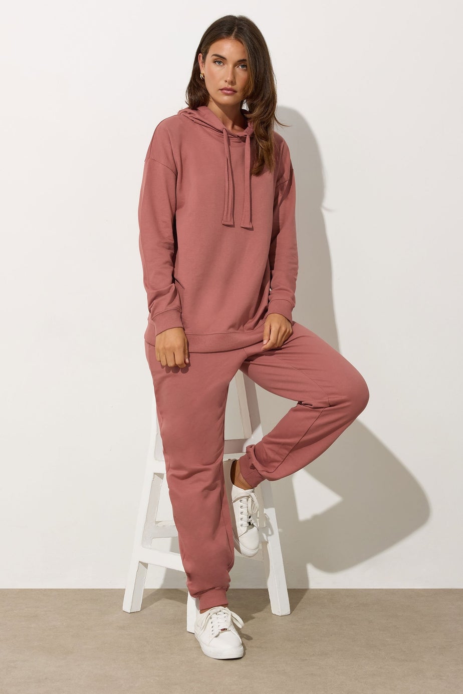 Long Tall Sally Coral Pink Jersey Drawcord Hoodie