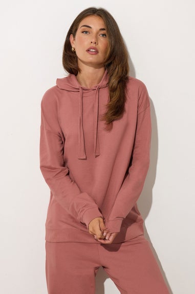Long Tall Sally Coral Pink Jersey Drawcord Hoodie