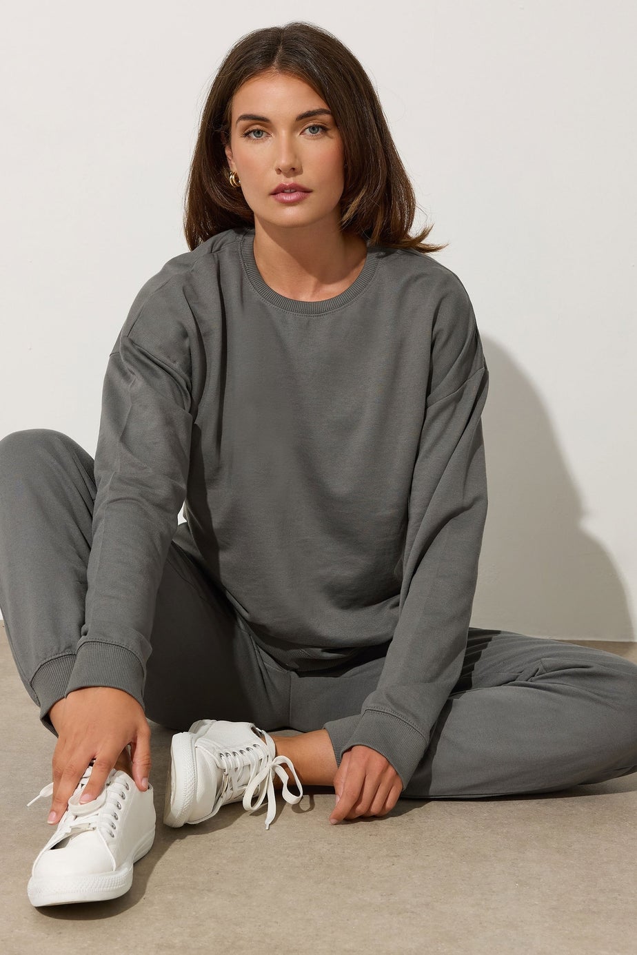 Long Tall Sally Charcoal Grey Crew Neck Sweatshirt