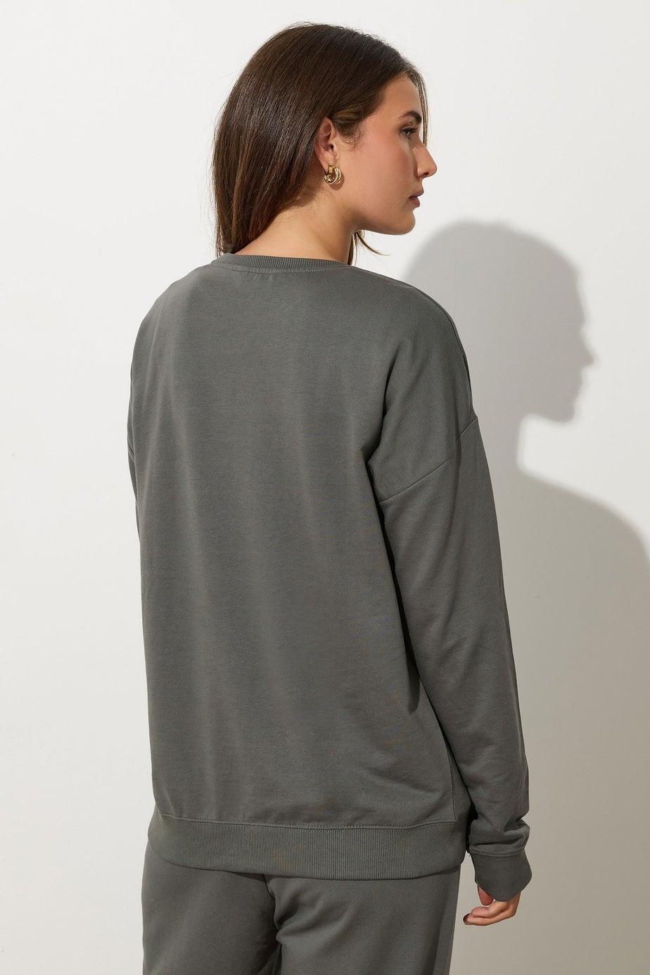 Long Tall Sally Charcoal Grey Crew Neck Sweatshirt