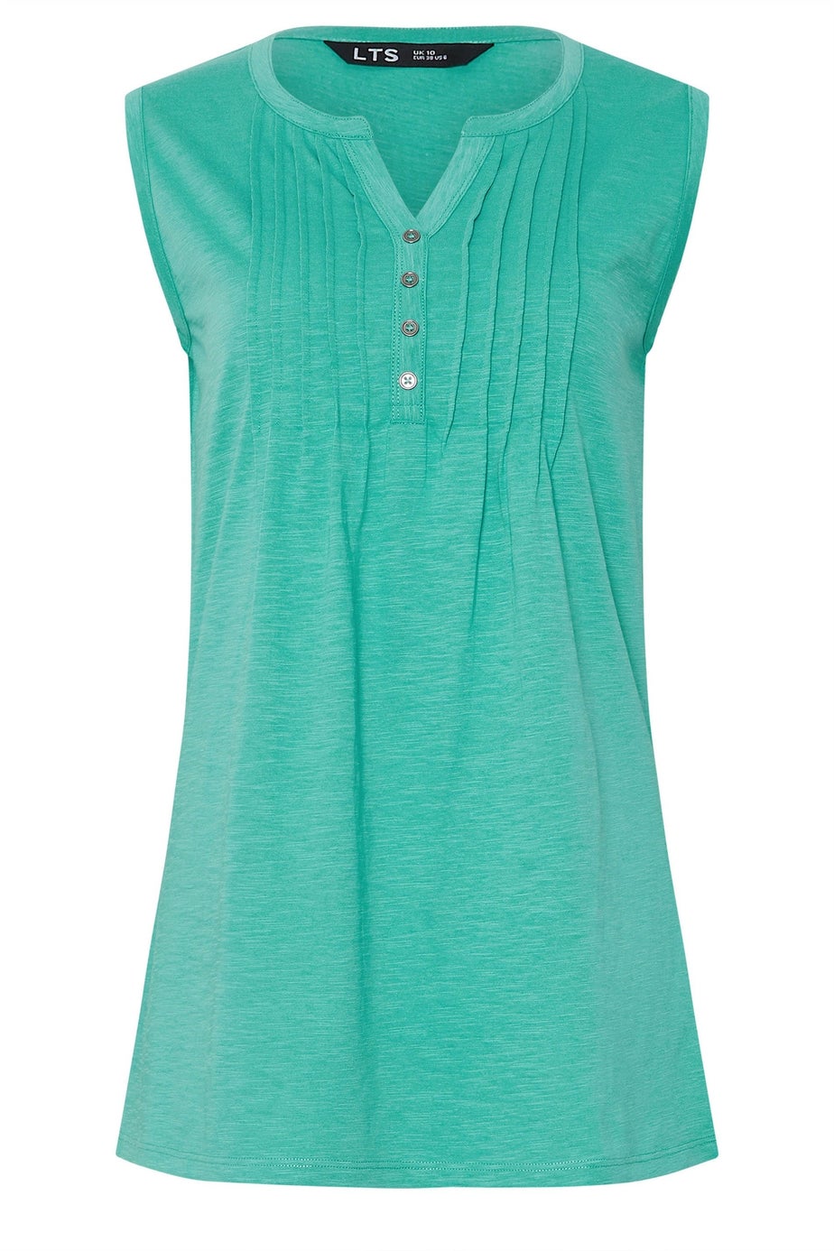 Long Tall Sally Turquoise Green Cotton Henley Vest Top