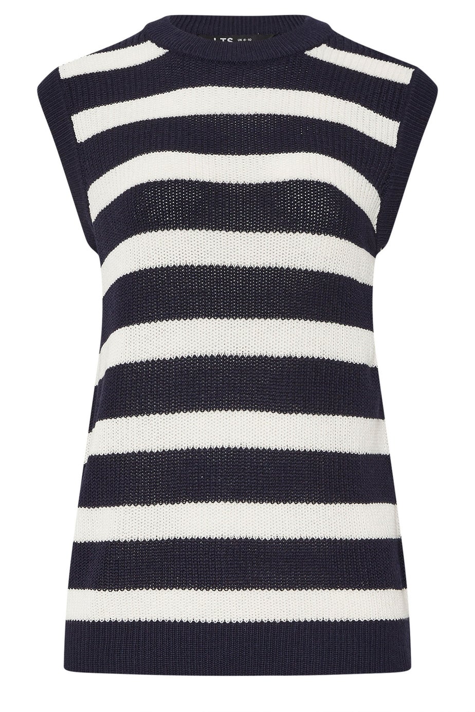 Long Tall Sally Navy Blue Knitted Stripe Sleeveless Jumper