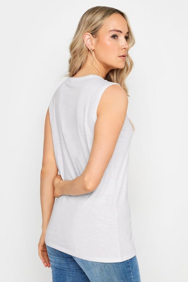 Long Tall Sally White Cotton Henley Vest Top