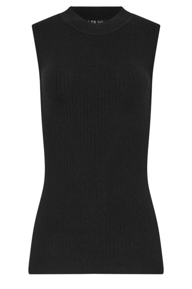 Long Tall Sally Black Knitted Ribbed Vest Top