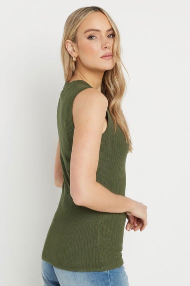 Long Tall Sally Khaki Green Knitted Ribbed Vest Top