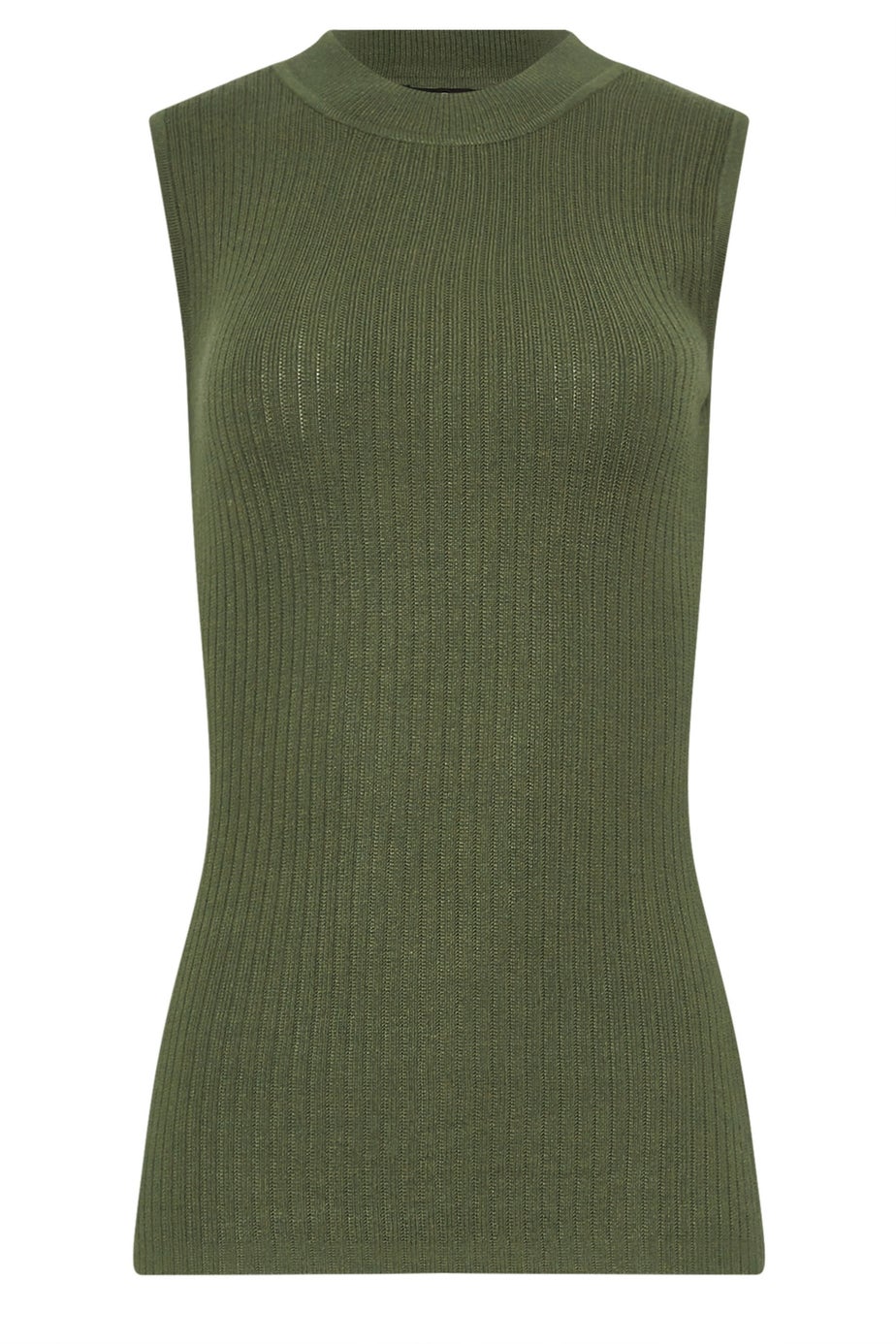 Long Tall Sally Khaki Green Knitted Ribbed Vest Top