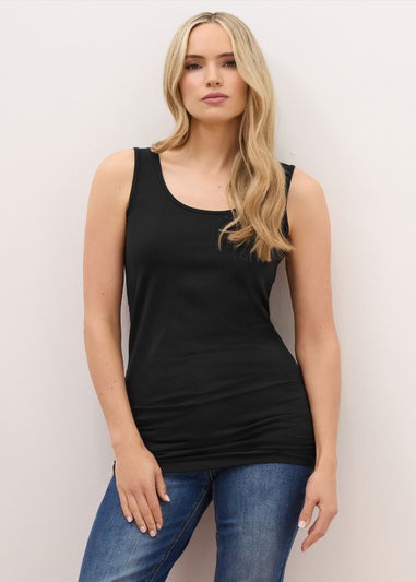 Long Tall Sally Black Cotton Longline Vest Top