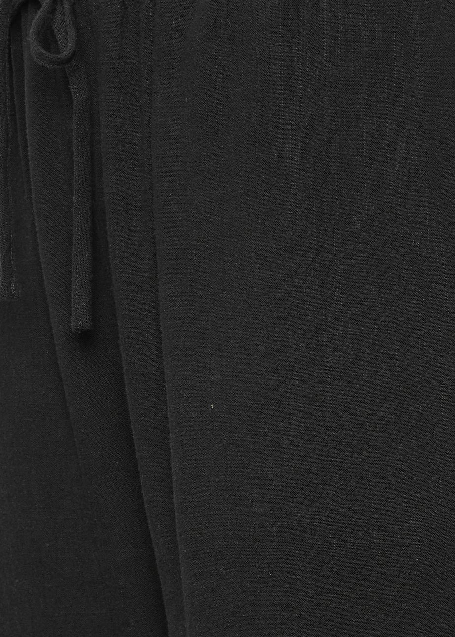 Long Tall Sally Black Wide Leg Cropped Linen Trousers