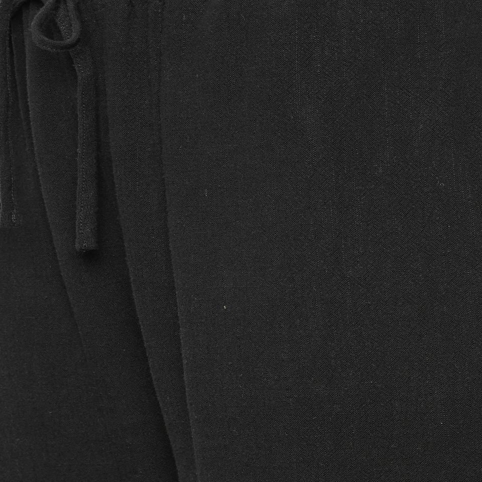 Long Tall Sally Black Wide Leg Cropped Linen Trousers