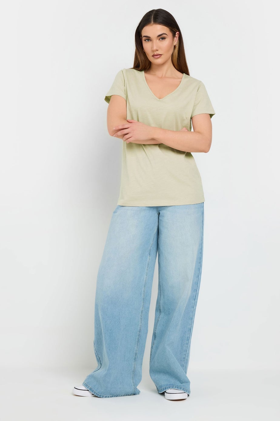 Long Tall Sally 3 Pack Sage Green & Berry Red V-Neck T-Shirts