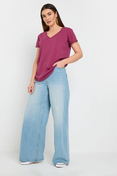 Long Tall Sally 3 Pack Sage Green & Berry Red V-Neck T-Shirts