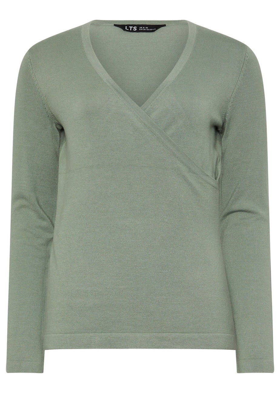 Long Tall Sally Sage Green Knit Wrap Top