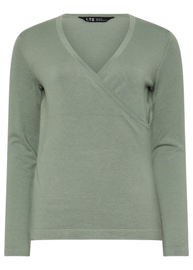 Long Tall Sally Sage Green Knit Wrap Top