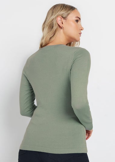 Long Tall Sally Sage Green Knit Wrap Top
