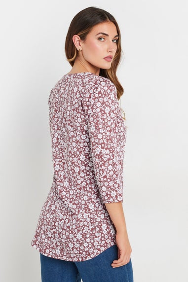 Long Tall Sally Blush Pink Ditsy Floral Henley Top