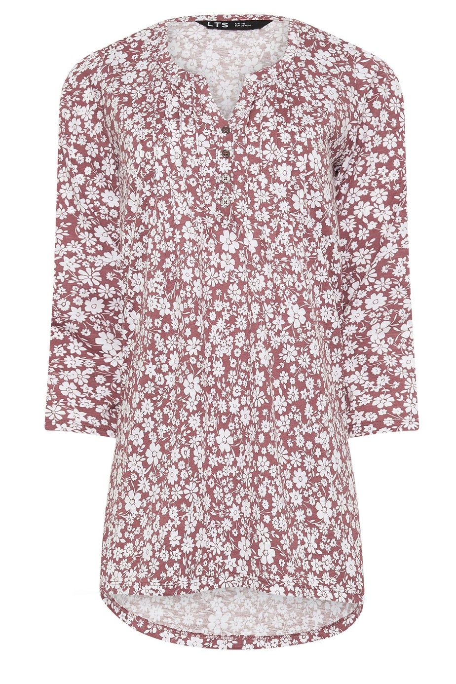 Long Tall Sally Blush Pink Ditsy Floral Henley Top