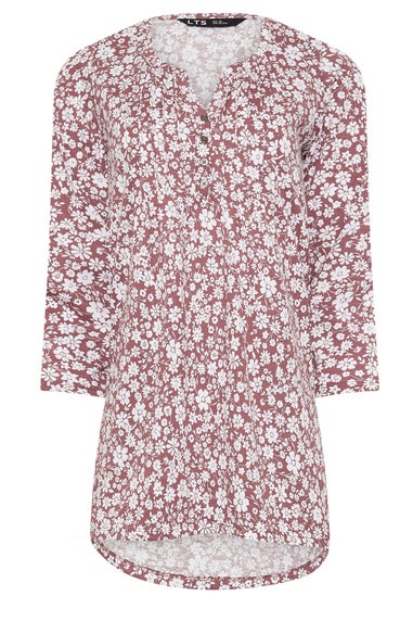 Long Tall Sally Blush Pink Ditsy Floral Henley Top