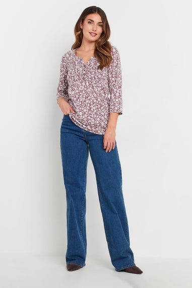 Long Tall Sally Blush Pink Ditsy Floral Henley Top
