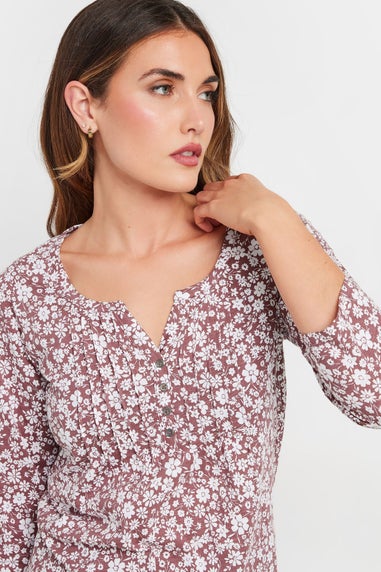 Long Tall Sally Blush Pink Ditsy Floral Henley Top