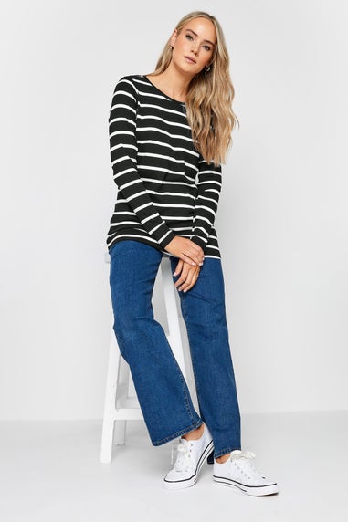 Long Tall Sally 2 Pack Black Stripe Print Long Sleeve T-Shirts