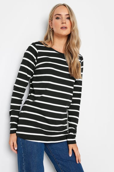 Long Tall Sally 2 Pack Black Stripe Print Long Sleeve T-Shirts