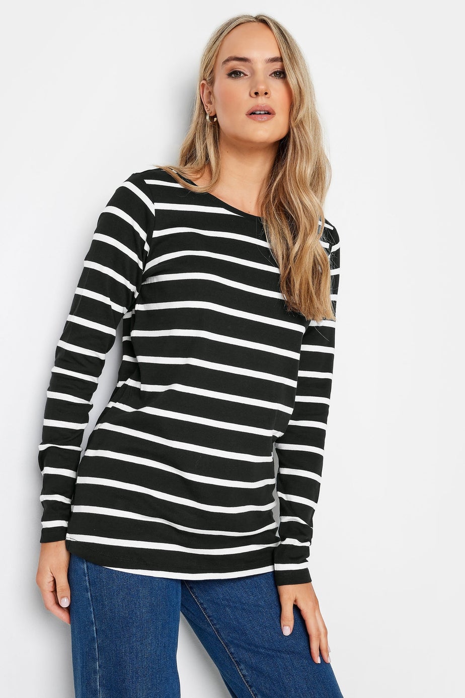 Long Tall Sally 2 Pack Black Stripe Print Long Sleeve T-Shirts