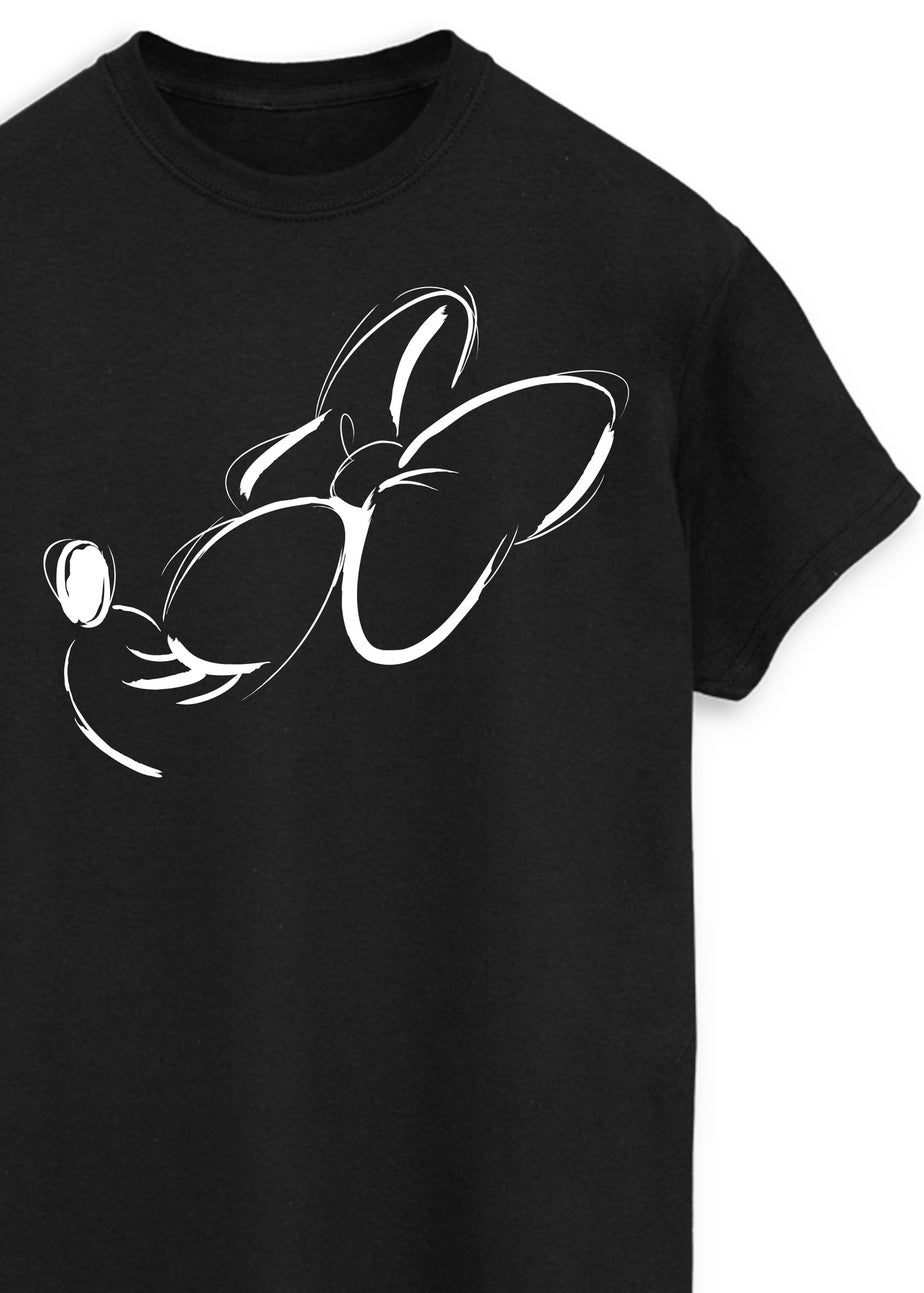 Disney Minnie Mouse Face Black Graphic Boyfriend Fit T-Shirt