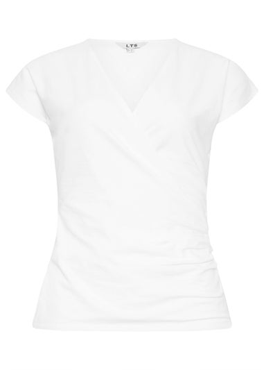 Long Tall Sally Ivory White Short Sleeve Wrap Top
