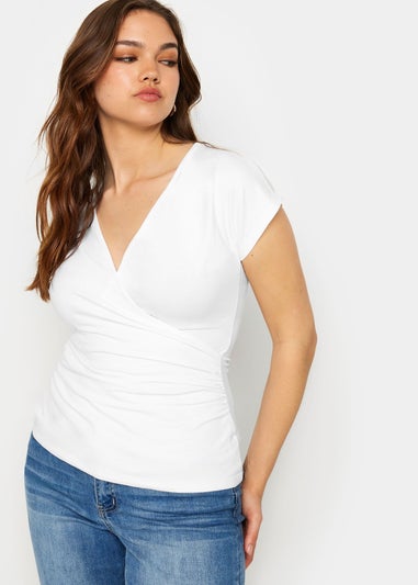 Long Tall Sally Ivory White Short Sleeve Wrap Top