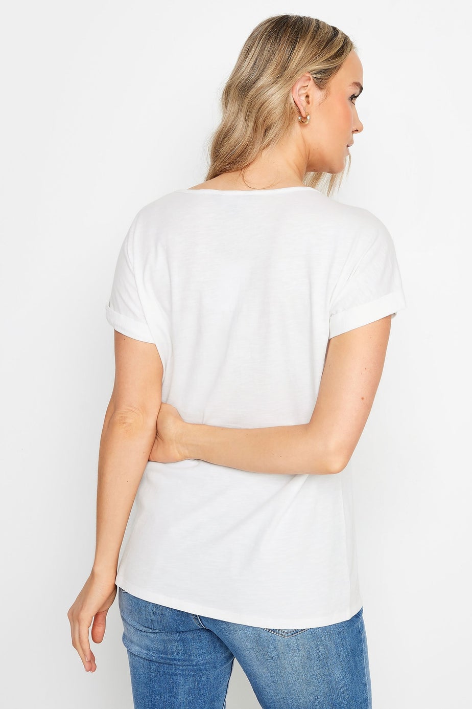 Long Tall Sally Ivory White Cotton Henley T-Shirt