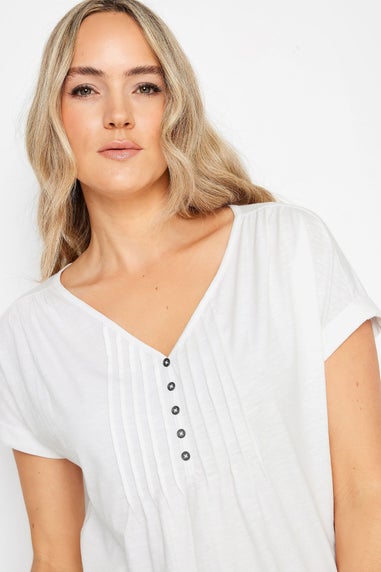 Long Tall Sally Ivory White Cotton Henley T-Shirt
