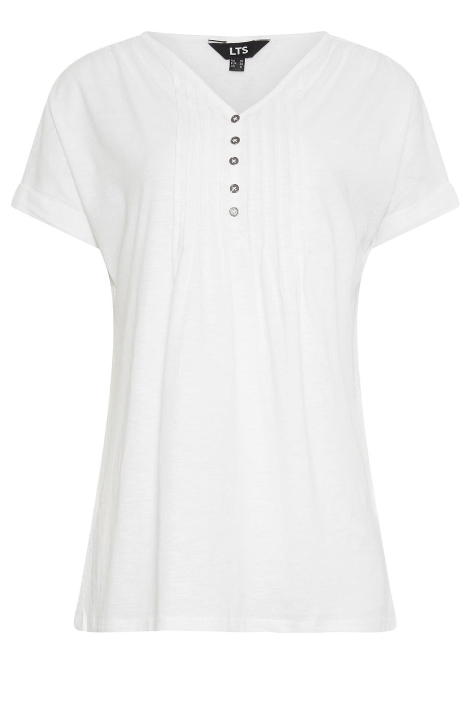 Long Tall Sally Ivory White Cotton Henley T-Shirt