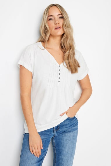 Long Tall Sally Ivory White Cotton Henley T-Shirt