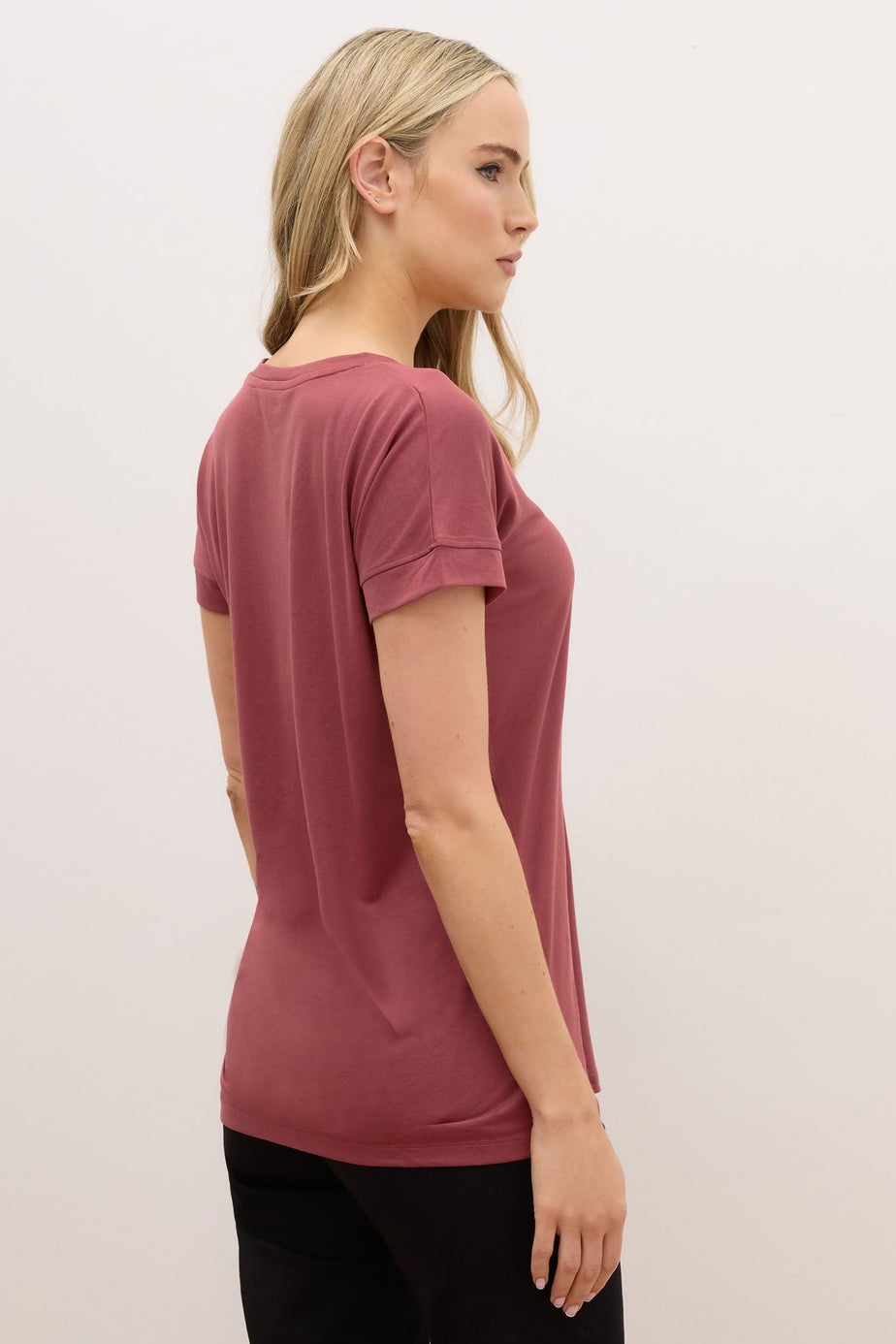 Long Tall Sally Premium Coral Pink V-Neck Modal T-Shirt