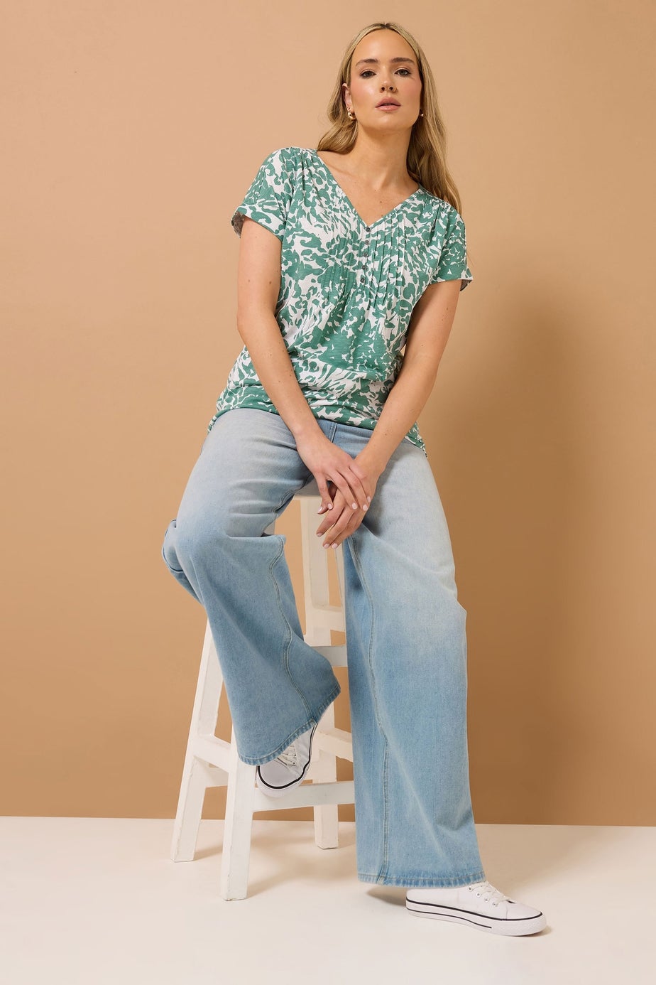 Long Tall Sally 2 Pack Pink & Green Floral Cotton Henley Tops