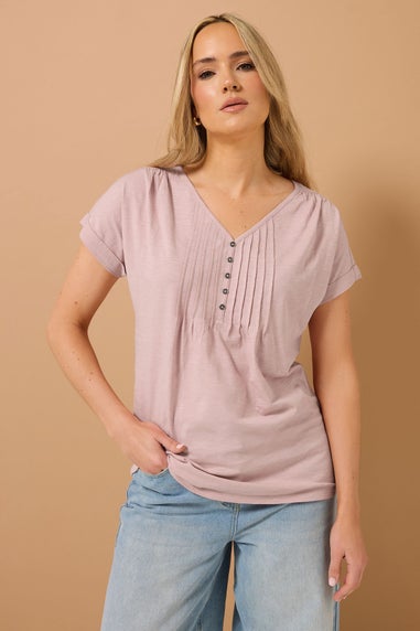 Long Tall Sally 2 Pack Pink & Green Floral Cotton Henley Tops