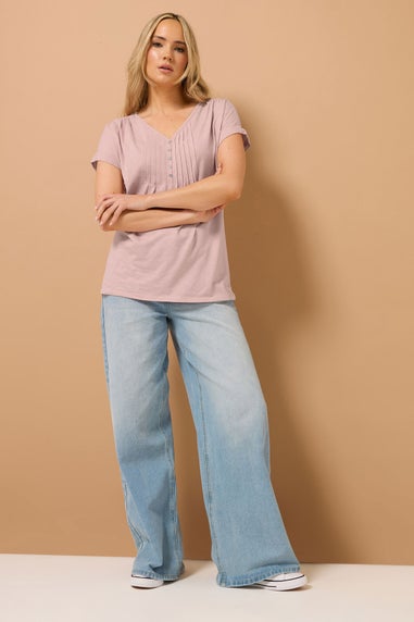 Long Tall Sally 2 Pack Pink & Green Floral Cotton Henley Tops