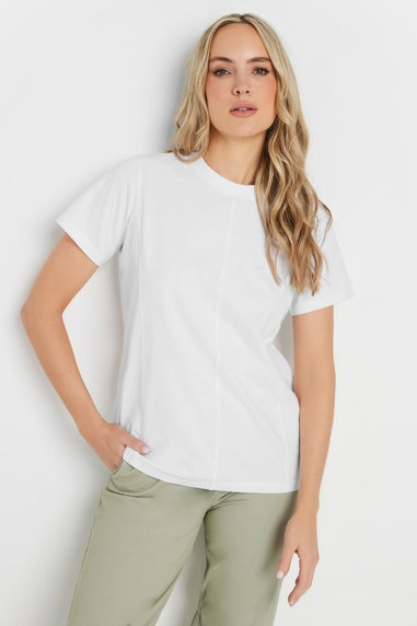 Long Tall Sally White Stitch Seam Panel T-Shirt