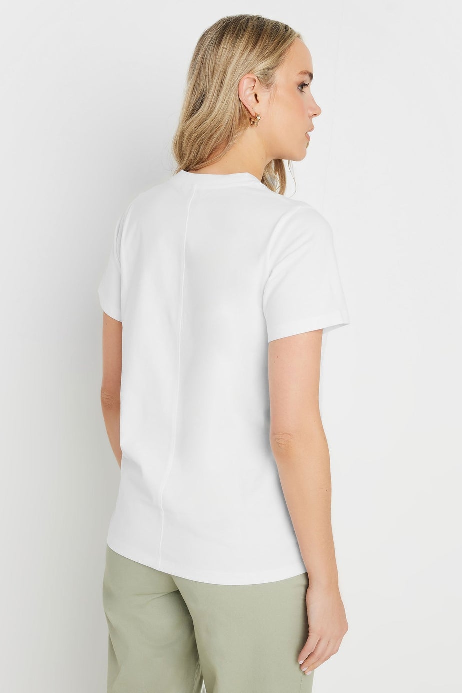 Long Tall Sally White Stitch Seam Panel T-Shirt