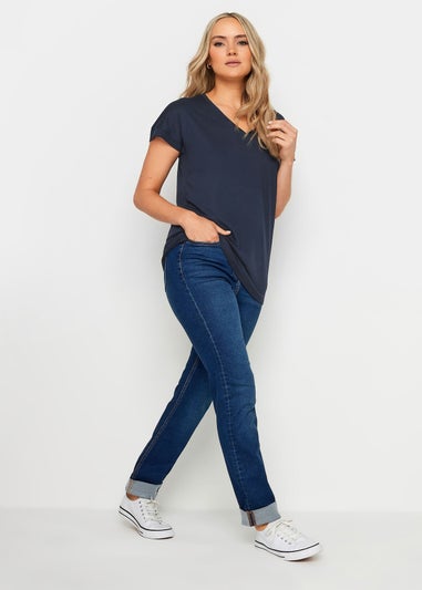 Long Tall Sally 2 Pack Navy Blue & White Short Sleeve T-Shirts