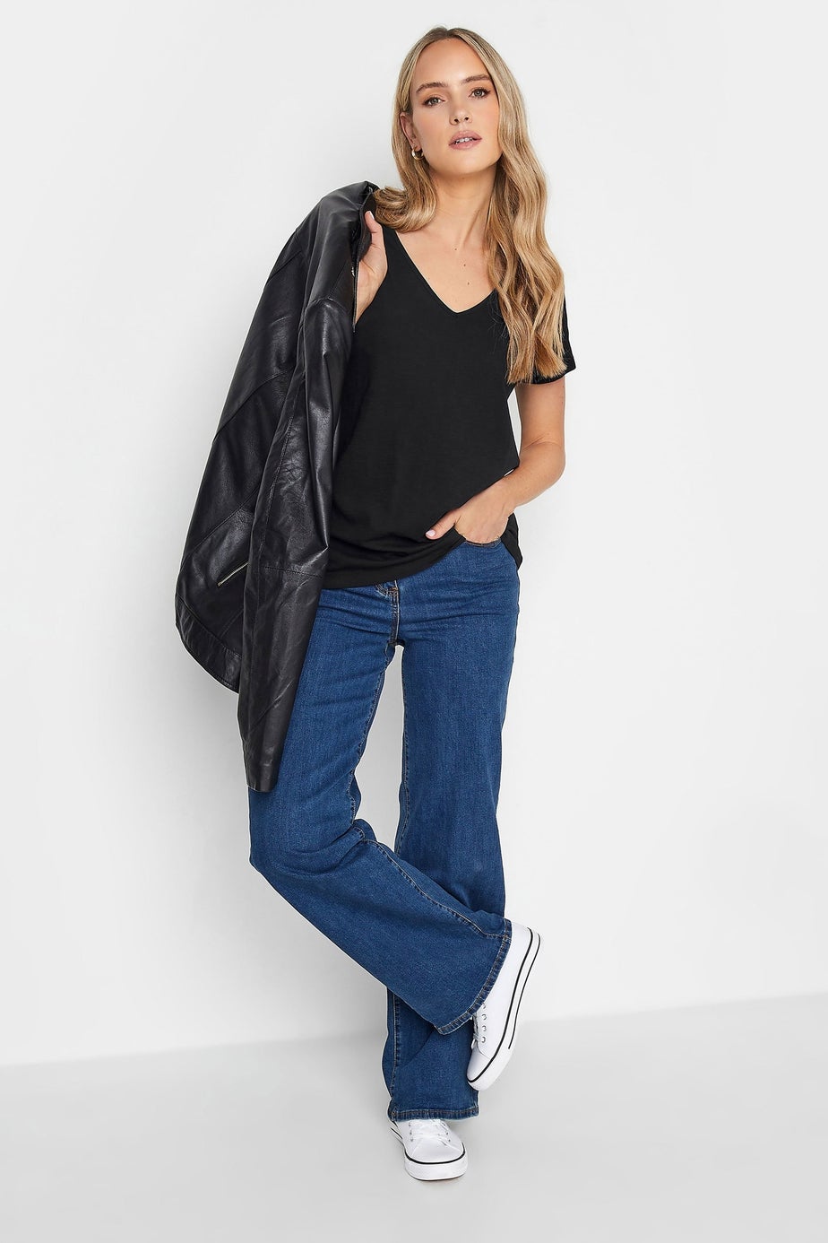 Long Tall Sally 2 Pack White & Black Short Sleeve T-Shirts