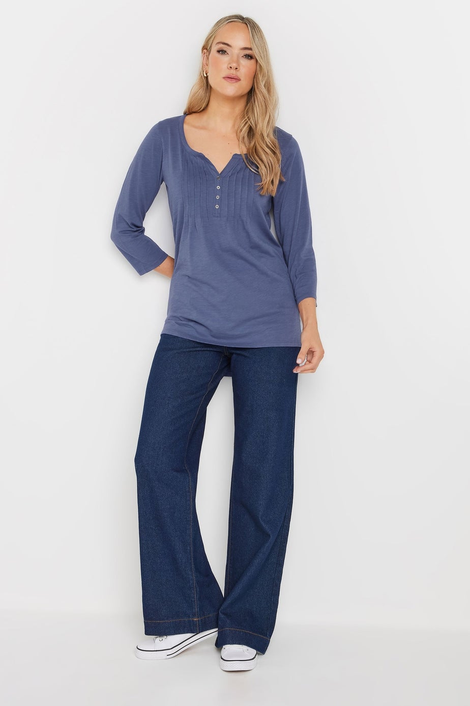 Long Tall Sally Blue Henley Top