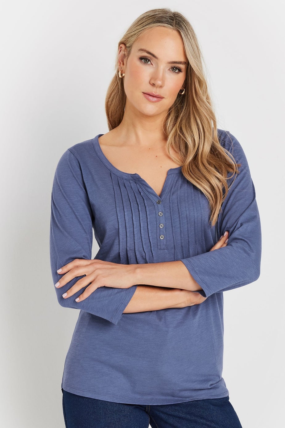 Long Tall Sally Blue Henley Top