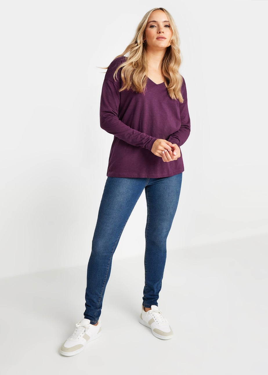 Long Tall Sally 3 Pack Pink & Purple V-Neck Long Sleeve T-Shirts