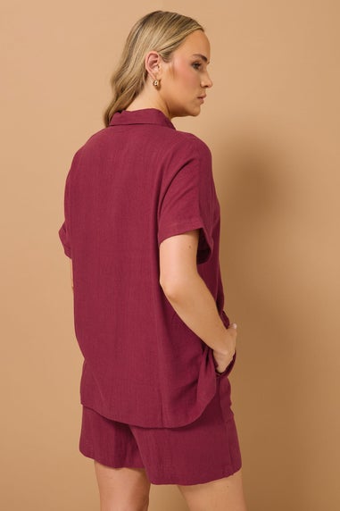 Long Tall Sally Dark Red Linen Tie Shorts