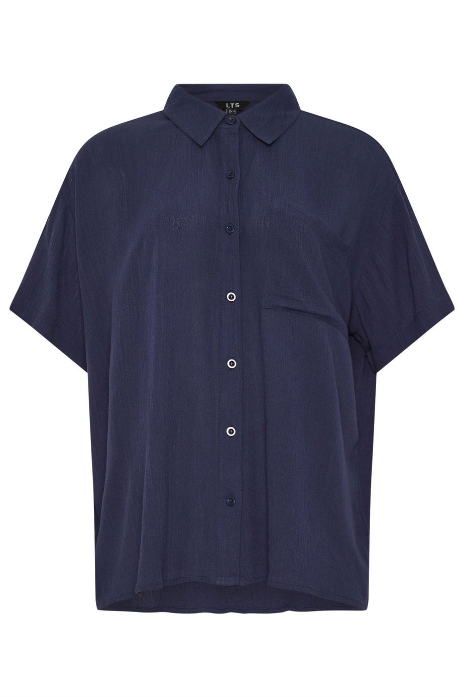 Long Tall Sally Navy Blue Cotton Crinkle Shirt