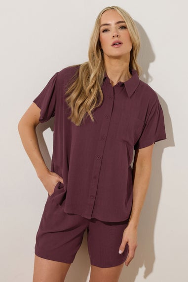 Long Tall Sally Dark Purple Cotton Crinkle Shirt