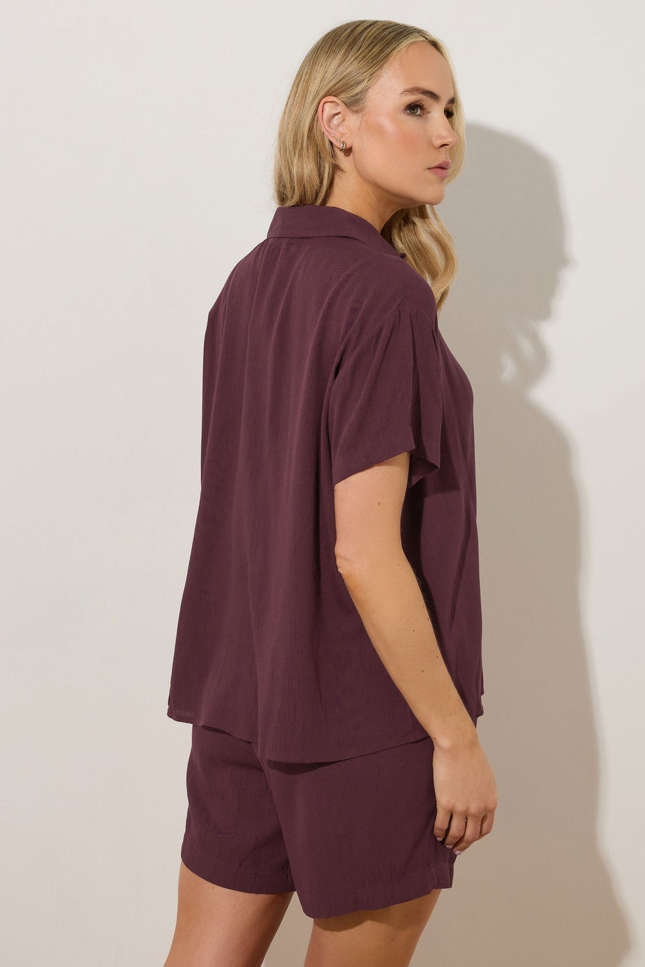 Long Tall Sally Dark Purple Cotton Crinkle Shirt