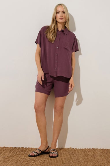 Long Tall Sally Dark Purple Cotton Crinkle Shirt