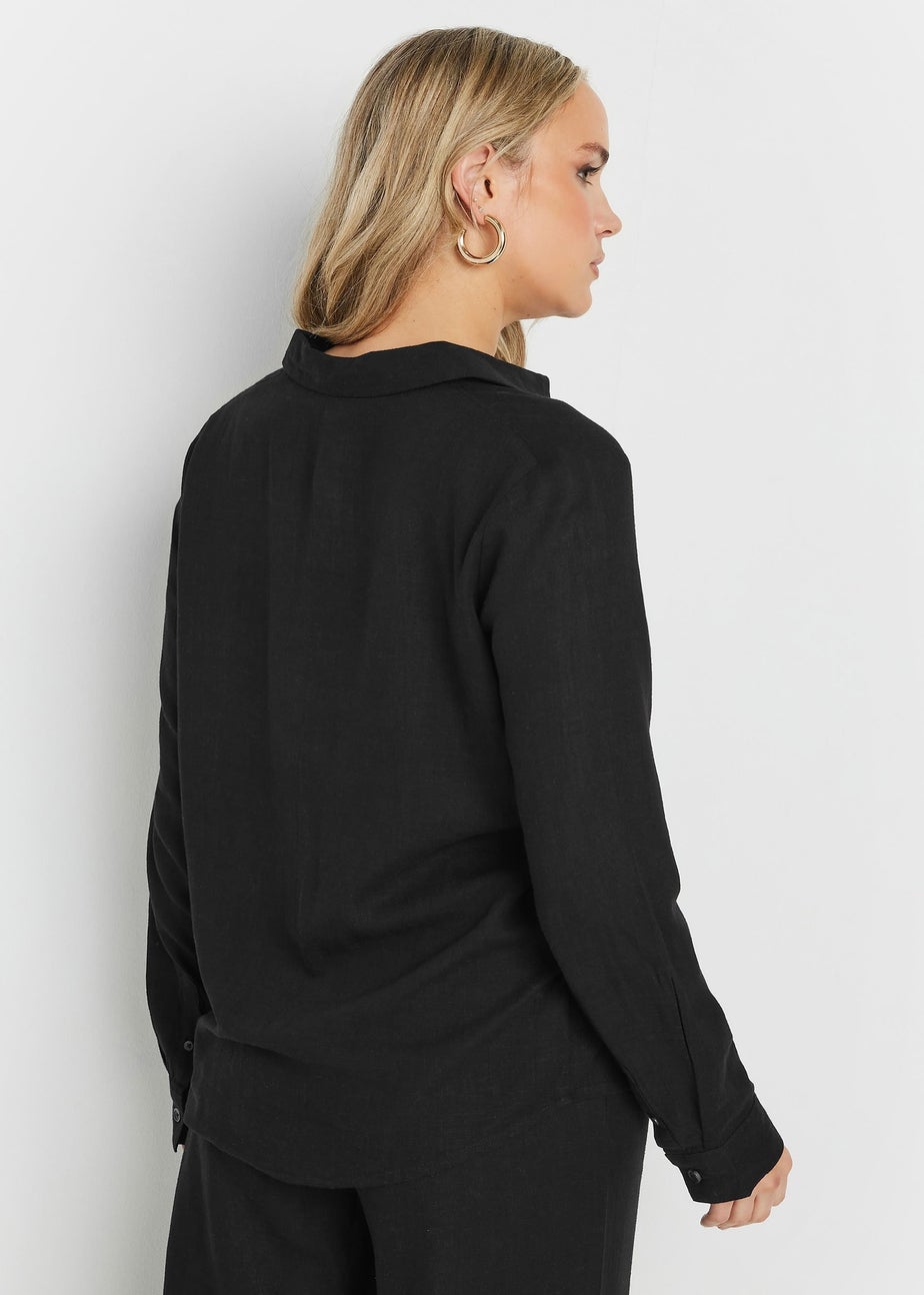 Long Tall Sally Black Linen Oversized Long Sleeve Shirt